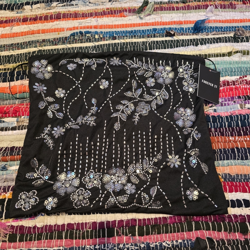 Y2k Top Tube Top Forever 21 Embellished Strapless Tank Top with Rhinestones Top